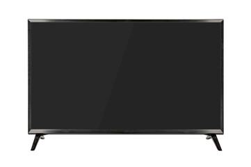 Black television screen 4K monitor display mock up isolated on white background.