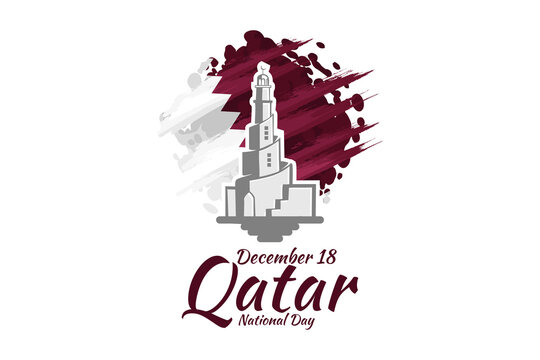 December 18, Qatar National Day Vector Illustration. Suitable for greeting card, poster and banner.