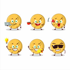 Dalgona candy agree cartoon character with various types of business emoticons