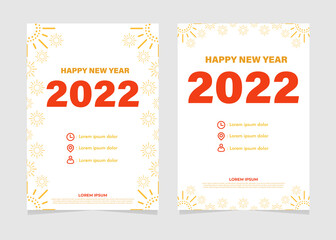 flat design red and yellow happy new year flyer template
