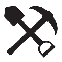 Miner Pickaxe Shovel on white background. shovel and pickaxe sign. flat style.