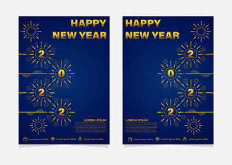 blue and gold new year celebration flyer template