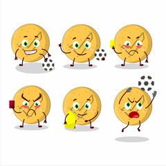 Dalgona candy agree cartoon character working as a Football referee