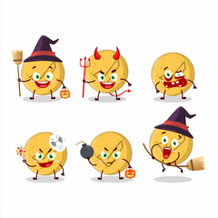 Halloween expression emoticons with cartoon character of dalgona candy agree