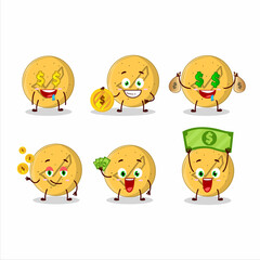 Dalgona candy agree cartoon character with cute emoticon bring money