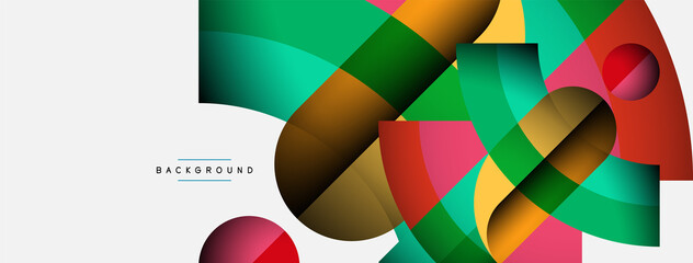 Fototapeta premium Geometric abstract background. Round shapes, circles, lines composition for wallpaper banner background or landing page