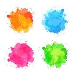 red, yellow, blue, pink and green watercolor splash vector abstract art backdrop