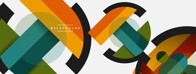 Obraz premium Round geometric shapes lines and circles. Vector template for wallpaper banner background or landing page