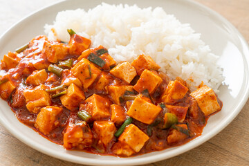 Mapo Tofu - The traditional Sichuan dish of silken tofu and ground beef, packed with mala flavor from chili oil and Sichuan peppercorns.