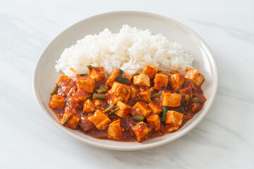 Mapo Tofu - The traditional Sichuan dish of silken tofu and ground beef, packed with mala flavor from chili oil and Sichuan peppercorns.