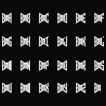 BMA to BMZ letter logo creative design, Multiple triple letter logo design	