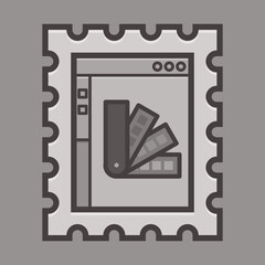 Set blank postage stamp.Toothed border mailing postal sticker template. Vector graphic desig. Icon.