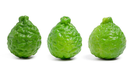 Fototapeta premium Fresh Three bergamot fruit on white background.
