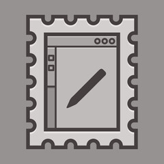 Set blank postage stamp.Toothed border mailing postal sticker template. Vector graphic desig. Icon.