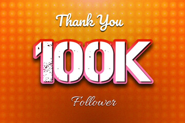 100K followers editable text effect design