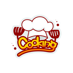 Cooking Sticker With Chef Hat And Spatula