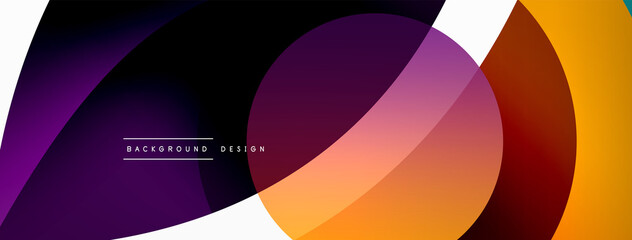 Abstract background with color geometric shapes. Beautiful minimal backdrop with round shapes circles and lines. Geometrical design. Vector illustration