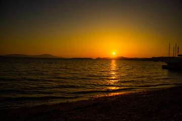 BODRUM, TURKEY: Beautiful landscape with sea view at sunset in Bodrum.