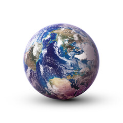 Green planet or Globe Earth isolated on white background. Blue planet for wallpaper. Elements of this image furnished by NASA