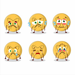 Dalgona candy butterfly cartoon character with sad expression