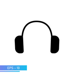Fototapeta na wymiar Headphones for sound recording or computer. Icon with solid fill. Vector illustration.