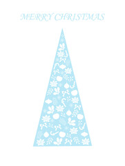 白と水色のクリスマスツリーのカード