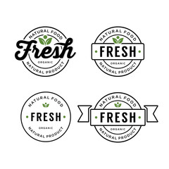 Obraz premium Set of 100% Fresh Organic Food Natural Label Sticker logo design