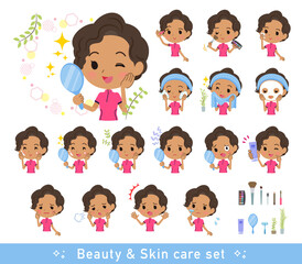 美容に関するスポーツウエアを着たアフリカ系アメリカ人女性のセット