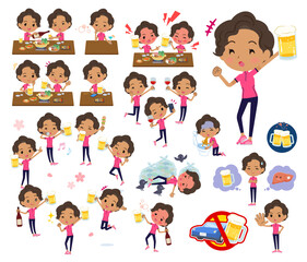 お酒に関するスポーツウエアを着たアフリカ系アメリカ人女性のセット