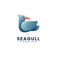 Vector Logo Illustration Seagull Gradient Colorful Style.