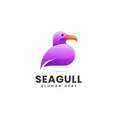 Vector Logo Illustration Seagull Gradient Colorful Style.