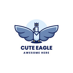Vector Logo Illustration Eagle Simple Mascot Style.