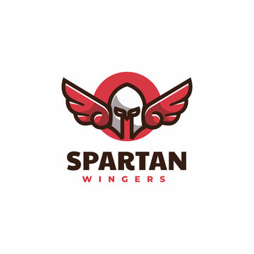 Vector Logo Illustration Spartan Simple Mascot Style.
