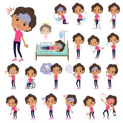 怪我や病気の状態のスポーツウエアを着たアフリカ系アメリカ人女性のセット