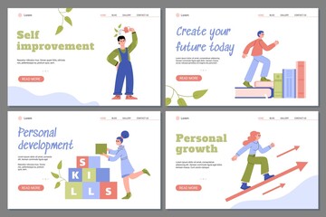 Fototapeta premium Personal growth, self development and training for achievement goal a web banners