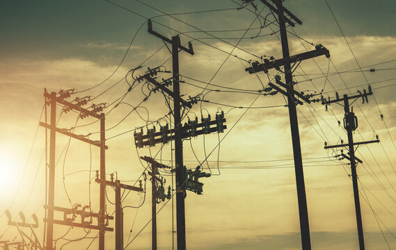 Wooden Electric Poles and High Voltage Infrastructure