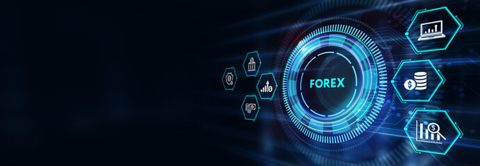 FOREX TRADING, new business concept.  Business, Technology, Internet and network concept. 3d illustration