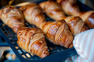 Homemade croissant. A croissant for breakfast cooked deliciously in a household oven