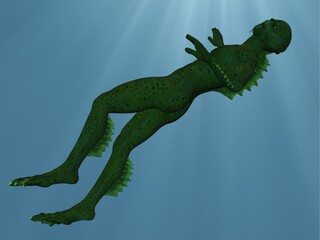 3d illustration of an fantasy underwater creature 