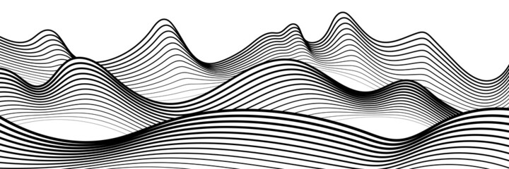 Curved lines, imitation of mountain ranges. Vector background, minimalism.	