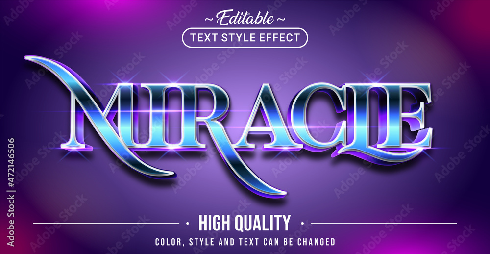 Poster Editable text style effect - Miracle text style theme.