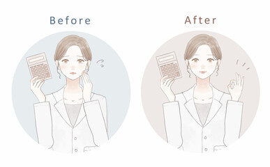 電卓を持っている女性医師のセット