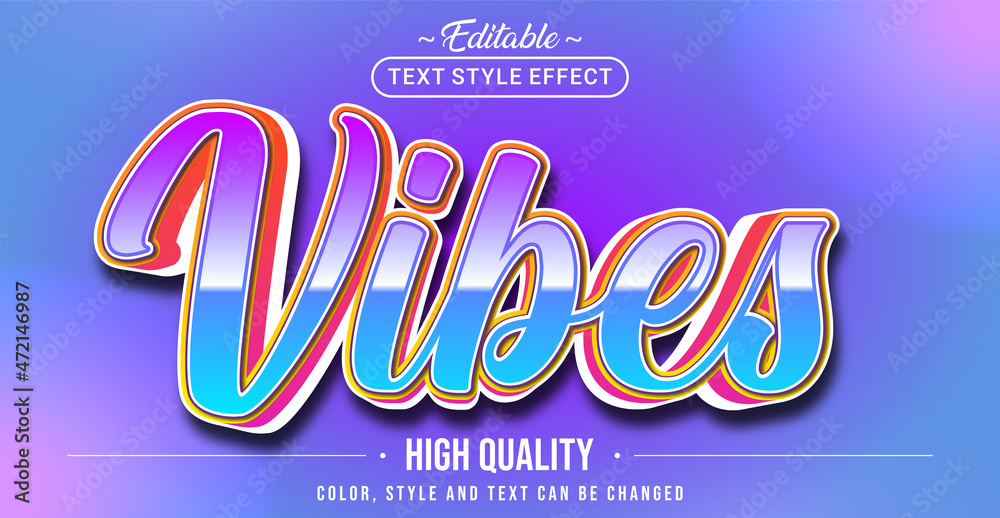 Poster Editable text style effect - Vibes text style theme.
