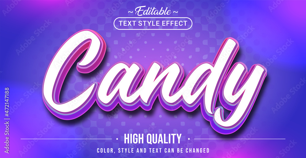 Wall mural Editable text style effect - Candy text style theme.