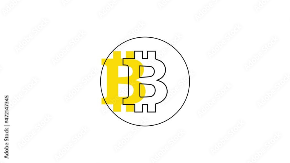 Poster bitcoin speeding from one side to another, game concept animation loop to stop the icon