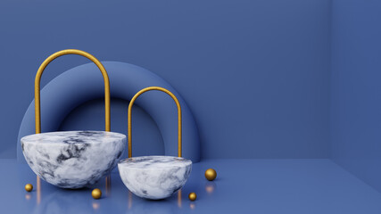 3d illustration rendering podium blank with marble texture