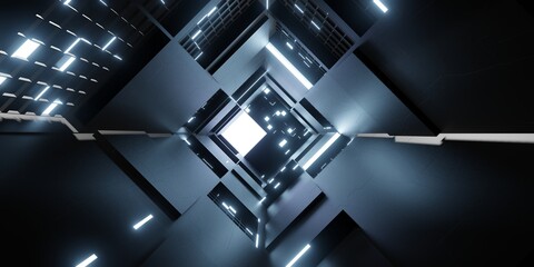 light tunnel technology corridor modern futuristic science fiction background 3d illustration