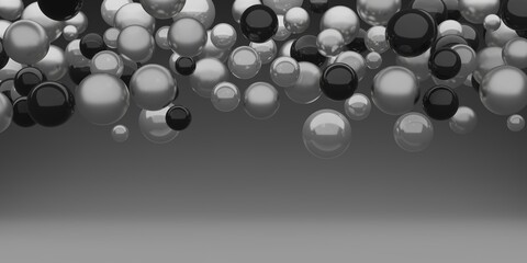Sparkling glass beads and pearls background beads of many bright colors 3d illustration