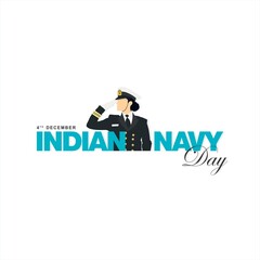 Creative Post for Indian Navy Day. Beautiful Calligraphy - 4th December, Indian Navy Day. Editable Illustration.