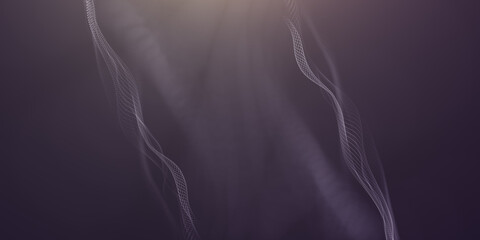 Abstract particular digital background hi-tech and scientific technology data line connect. particular wave dynamic mesh big data technology illustration background. 3d render particular line bg.
